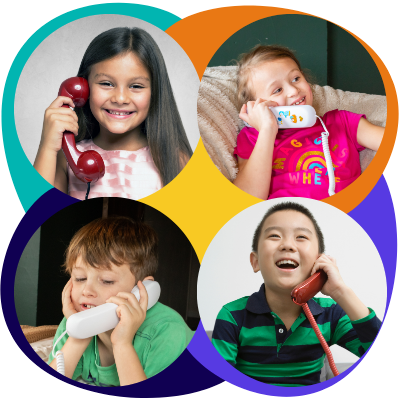 Circle of kids on landline phones2