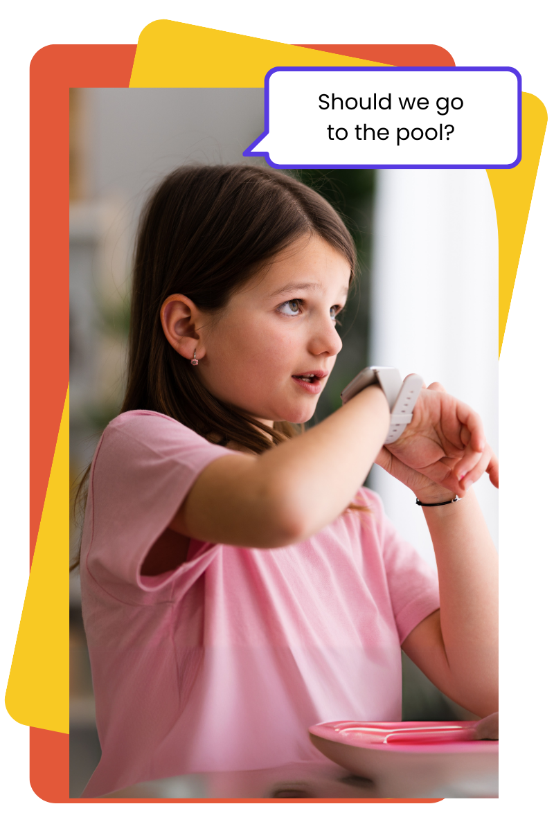 Girl talking on watch (stylized)-2