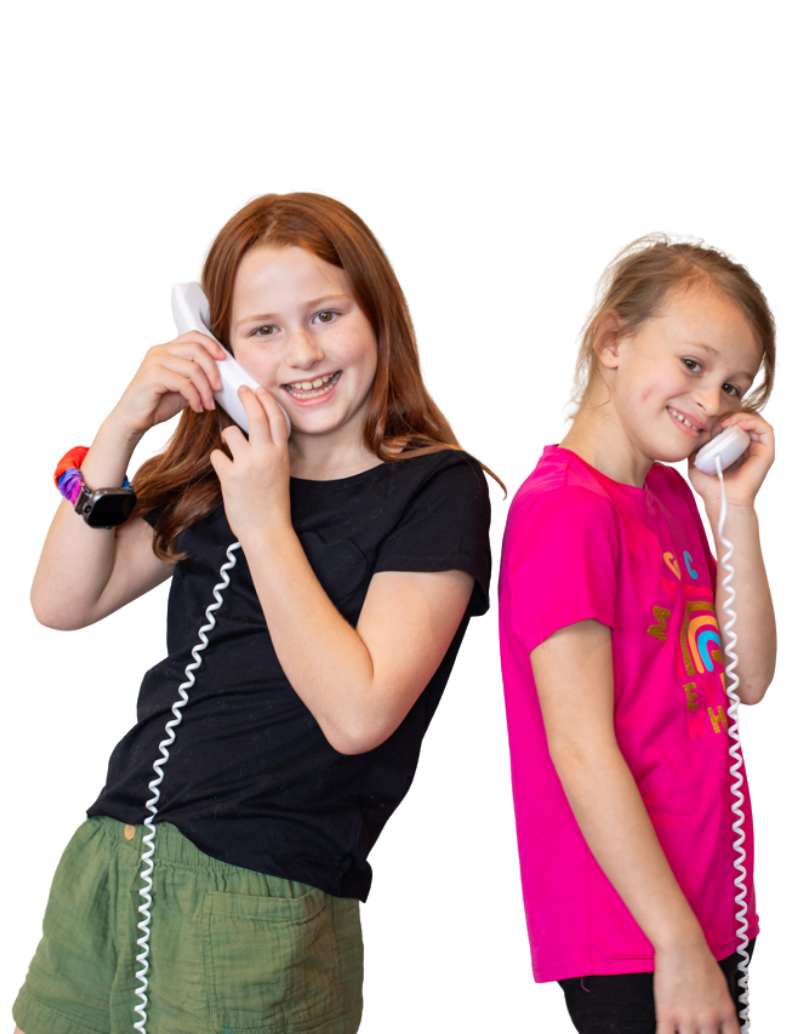 Girls on phones back to back