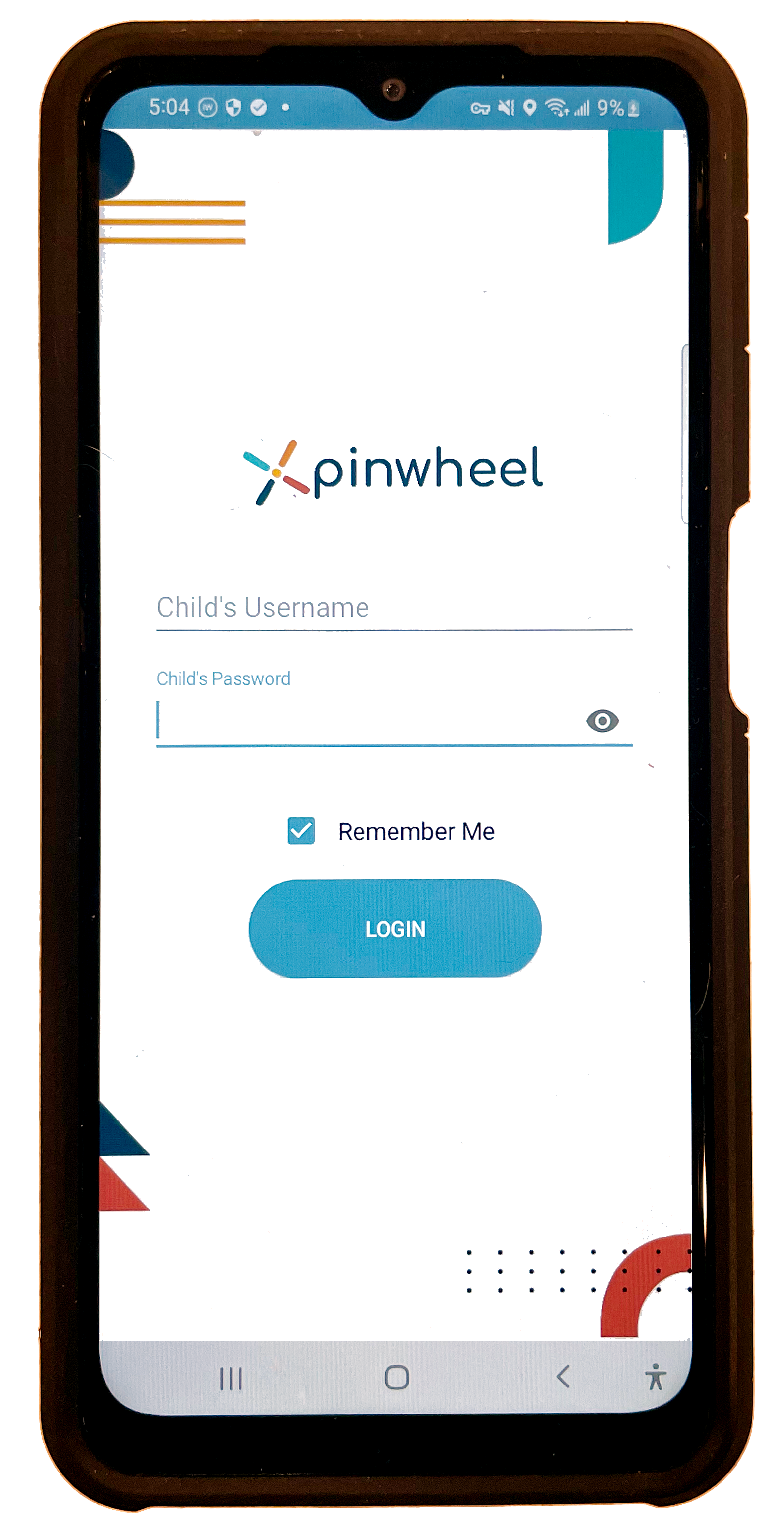 Login Screen on a Pinwheel kid phone