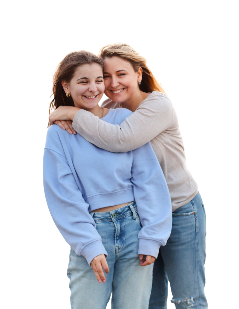 Mom daughter hug