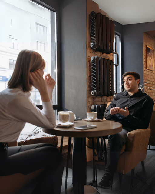 Parents convo at coffee shop