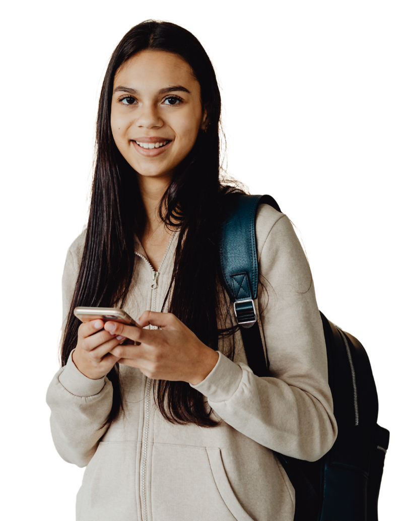 Teen girl with phone vertical