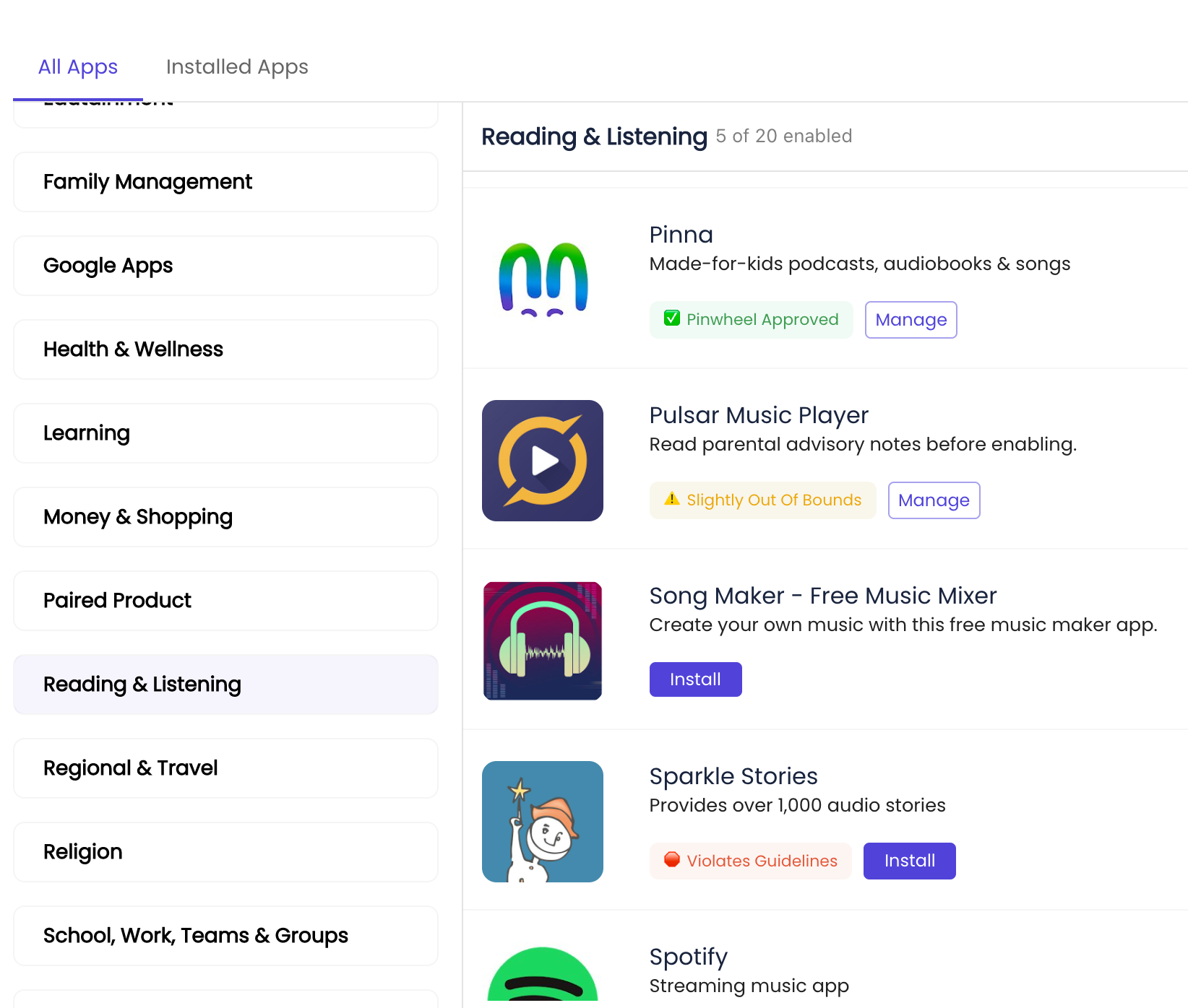 App Library - Caregiver Admin - Pinwheel - caregiver.pinwheel.com